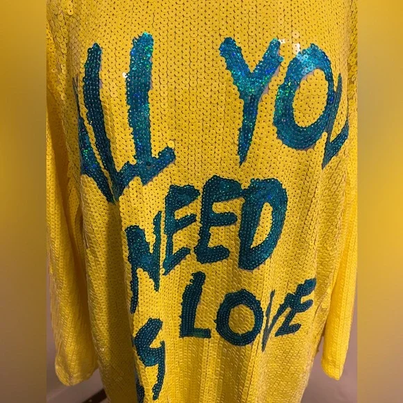 FASHION NOVA/FANCY DREAM Sequined Yellow Mini Dress "All You Need Is Love" 💛 - Picture 15 of 15